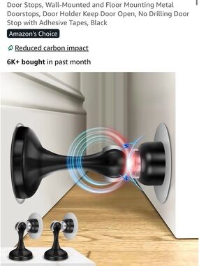 Magnetic Wall-Mounted Door Stopper - Black